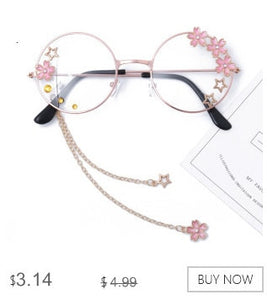 Cute Sakura Pendant Clear Optical Glasses Frame Women Round Girls Retro Eyeglasses Gothic Handmade Eyewear Glass Oculos De Gafas