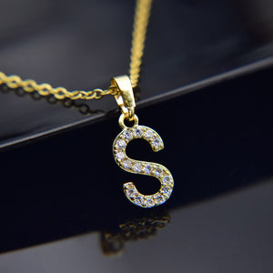 Cubic Zircon Alphabet Pendants Gold Silver Color Copper Mini A-Z Letter Pendant Necklace Shinning 26 Initial Collares Jewelry