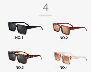 Sunglasses Women Rectangle Frame Transparent Brand Designer Retro Sun Glasses Unisex Square Brown UV400 AE0664