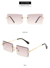 Load image into Gallery viewer, Small Rectangle Sunglasses Women Rimless UV400 Eyewear Vintage Sun Glasses Men Driving Women's Glasses Lunette de soleil femme