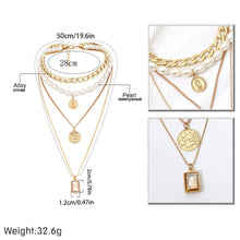 Carica l&#39;immagine nel visualizzatore di Gallery, Punk Multi Layered Pearl Choker Necklace Collar Statement Virgin Mary Coin Crystal Pendant Necklace Women Jewelry