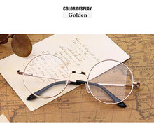 Load image into Gallery viewer, Retro-classic transparent lens metal frame men and women circular reading glasses  retro-personality college style