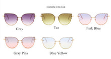 Load image into Gallery viewer, Oulylan Cutting Lens Sunglasses Women Brand Designer Gradient Shades Sun Glasses Ladies Vintage Metal Blue Pink Eyeglasses UV400