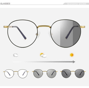 Anti Blue Light Glasses Women Titanium Frame Round Clear Computer Glasses Photochormic Optical Eyeglasses  New BF1820