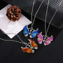 Carica l'immagine nel visualizzatore di Gallery, Korean Blue Gradient Butterfly Necklace for Women Girls Silver Color Rainbow Butterflies Pendant Choker Necklaces Jewelry Gift
