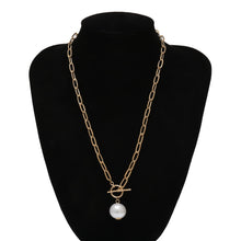 Load image into Gallery viewer, Baroque Pearl Pendant Choker Necklace for Women Wedding Punk Big Bead Lariat Gold Color Long Chain Necklace Jewelry