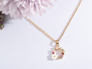 Fashion Creative Butterfly Flowers Necklace Zircon Crystal Pearl Shell Garland Pendant Necklace for Women Jewelry Accessories