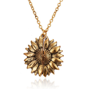 2020 Gold Silver Color Open Locket Necklace Engraved You Are My Sunshine Sunflower Pendant Necklace Unique Party Jewelry Gift