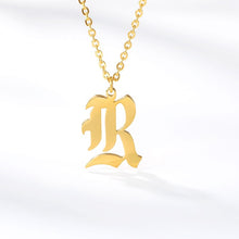 Load image into Gallery viewer, Old English Letter Initial Necklaces For Women Men Gold Silver Color Stainless Steel Chain Male Female Pendant Necklace Jewelry