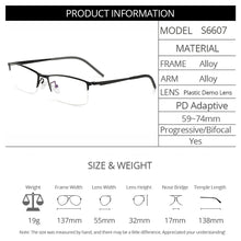 Load image into Gallery viewer, Business Men Titanium Alloy Semi Frameless Glasses Frame S6607 Classic Women Spectacles Prescription Frames With Spring Hinges