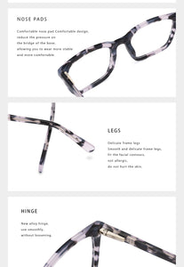 Acetate Women's Glasses Frame Men's Transparent Eyeglasses Optical Myopia Fashion Spectacle Frame Glasses Without Degree