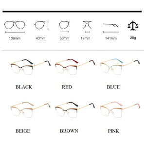 2022 Fashion Square Anti-blue Glasses Frame Women Vintage Metal Optical Transparent Eyeglasses Female No Degree Oculos Feminino