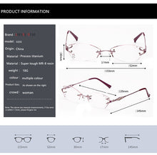 Load image into Gallery viewer, LOUISE STAR Titanium Fashion Anti-Blue Light Diamond Frameless Flat mirror Trend Carved Lens Elegant Female Prescription Glasses