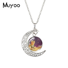 Load image into Gallery viewer, 2020 New The Little Prince Moon Necklace Printed Photo Pendant Glass Cabochon Necklaces 20mm Round Jewelry