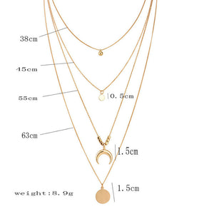 2020 Collier New Necklace Multi-layer Moon Stainless Steel Disc Tassel Pendant Female Necklace Jewelry Collar
