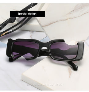 D&T 2022 New Fashion Rectangle Sunglasses Women Men Brand Designer Distinctive Incomplete Style Gradients Lens PC Frame UV400