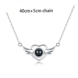 100 Languages Love Necklace Heart Pendant Wedding Romantic I Love You Projection Necklace for Women Girl Friend Ladies Gifts