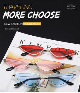 Triangle Metal Frame Sunglasses Women Cat Eye Cool Small Fashion Sun Glasses Shades Ocean Color Oculos De Sol Feminino UV400