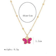 Carica l'immagine nel visualizzatore di Gallery, Korean Blue Gradient Butterfly Necklace for Women Girls Silver Color Rainbow Butterflies Pendant Choker Necklaces Jewelry Gift