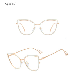 Ralferty Retro Metallic Eyeglass Frame Women Computer Anti Blue Light Glasses Leopard Myopia Optic Prescription Glasses Frame