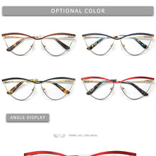 Load image into Gallery viewer, Cat Eye Metal Optical Prescription Glasses Frames For Women Fashion Ladies Fake Glasses Without Diopter Myopia Female Eyeglasses