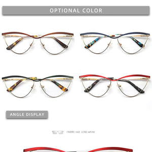 Cat Eye Metal Optical Prescription Glasses Frames For Women Fashion Ladies Fake Glasses Without Diopter Myopia Female Eyeglasses