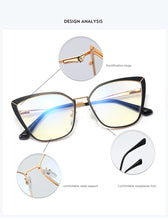 Load image into Gallery viewer, Clear Glasses Frame Computer Cell Phone Women Cat Eye Anti Blue Light Metal Eyewear Blocking Glasses Optical Spectacle Eyeglass