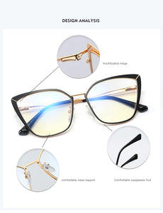 Clear Glasses Frame Computer Cell Phone Women Cat Eye Anti Blue Light Metal Eyewear Blocking Glasses Optical Spectacle Eyeglass