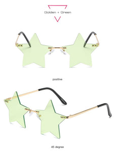 Vintage Unique Star Shape Mirror Rimless Sunglasses Women Fashion Clear Ocean Lens Eyewear Men Trending Sun Glasses Shades
