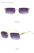 Load image into Gallery viewer, Fashion Rimless Rectangle Sunglasses Women Retro Cheetah Decoration Clear Ocean Lens Eyewear Men Sun Glasses Shades UV400