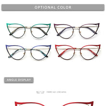 Load image into Gallery viewer, Optical Anti Blue Light Glasses Frames Women Prescription Glass Myopia Cat Eye Metal Fake Round Glasses Women&#39;s Eyewear UV400