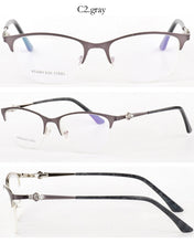 Load image into Gallery viewer, Optical Glasses Spectacle Frame Women Metal Half Frame Reading Glasses Customzied Lense Myopia Eyeglasses Prescription Glasses