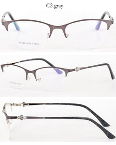 Optical Glasses Spectacle Frame Women Metal Half Frame Reading Glasses Customzied Lense Myopia Eyeglasses Prescription Glasses