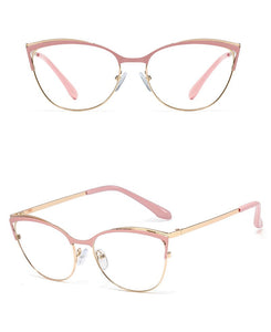 Peekaboo women fashion glasses cat eye gold metal frame prescription eyeglasses female accessories pink green gift items