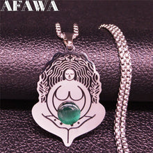 Load image into Gallery viewer, AFAWA Forest Goddess Stainless Steel Chain Necklace for Women Silver Color Statement Necklace Jewelry cadenas mujer N3323S02