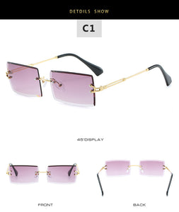 2022 Retro Sunglasses Women Brand Designer Fashion Rimless Gradient Sun Glasses Shades Cutting Lens Ladies Frameless Eyeglasses