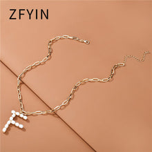 Carica l&#39;immagine nel visualizzatore di Gallery, ZFYIN 2020 New Trendy Jewelry Fresh Water Pearl Alphabet Letters Initials  Pendant Necklaces for Women