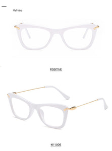 Women Cat Eye Optical Frames Brand Designer Lady Printing Eyewear Metallic Leg