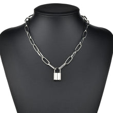Load image into Gallery viewer, Hip Hop Multi Layers chain necklace with heart lock women/men punk rock padlock pendant necklace emo grunge Goth jewelry