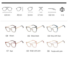 Load image into Gallery viewer, Clear Glasses Frame Computer Cell Phone Women Cat Eye Anti Blue Light Metal Eyewear Blocking Glasses Optical Spectacle Eyeglass