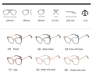 Clear Glasses Frame Computer Cell Phone Women Cat Eye Anti Blue Light Metal Eyewear Blocking Glasses Optical Spectacle Eyeglass