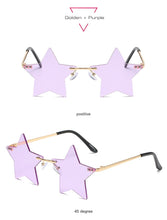 Carica l&#39;immagine nel visualizzatore di Gallery, Vintage Unique Star Shape Mirror Rimless Sunglasses Women Fashion Clear Ocean Lens Eyewear Men Trending Sun Glasses Shades