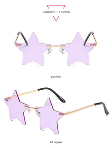 Vintage Unique Star Shape Mirror Rimless Sunglasses Women Fashion Clear Ocean Lens Eyewear Men Trending Sun Glasses Shades