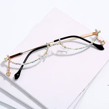 Load image into Gallery viewer, eyeglasses Alloy Frame for Women Star Drop Lensless Chain Pendant Decoration Half Frame Luxury Diamond Glasses