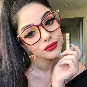 Eyeglasses Square glasses woman  fashion Clear lens Optical glasses frame women Metal Legs female oculos