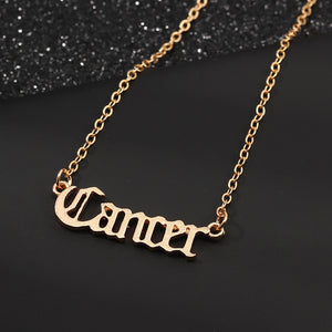 Fashion Zodiac Alphabet Necklaces Creativity European Girls Twelve Constellation Alloy English Letter Jewelry For Women