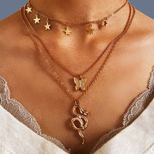 Load image into Gallery viewer, Fashion Star Lock Pendant Necklace for Women Vintage Thick Chunky Chain Choker Multilayer Coin Necklaces Jewelry Gifts