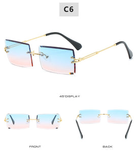 2022 Retro Sunglasses Women Brand Designer Fashion Rimless Gradient Sun Glasses Shades Cutting Lens Ladies Frameless Eyeglasses