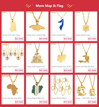 Load image into Gallery viewer, Anniyo Gold Color Africa Map With Flag Pendant Chain Necklaces African Maps Jewelry for Women Men #035321P