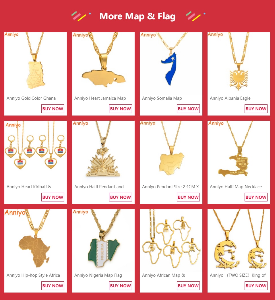 Anniyo With City Name Angola Map Pendant Necklaces Gold Color African Jewelry Angolan Country Maps #135621